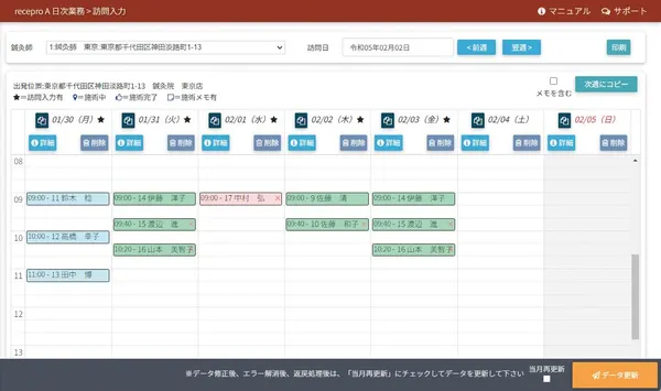 訪問入力も操作が簡単らくらく！の画面イメージ